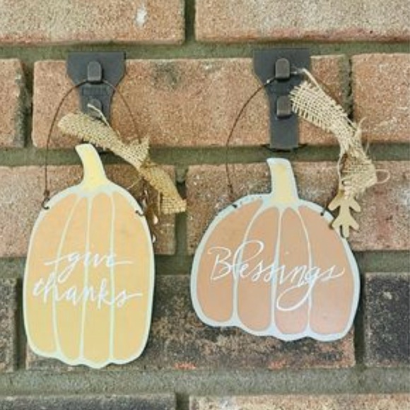 *Blessings Holiday Metal Pumpkin Ornaments Set of 2 - Picture 5 of 10